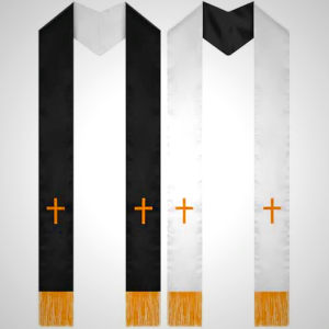 Traditional Multi-Color Clergy Stole with V-Neck & Straight Neck