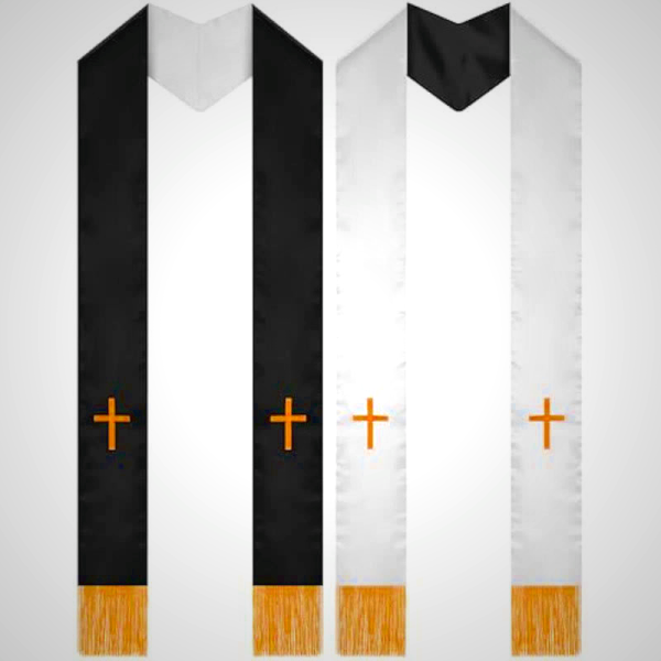 Traditional Multi-Color Clergy Stole with V-Neck & Straight Neck