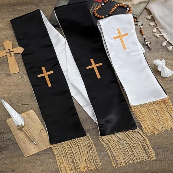 Christianartworkshop Traditional Multi-Color Clergy Stole with V-Neck & Straight Neck