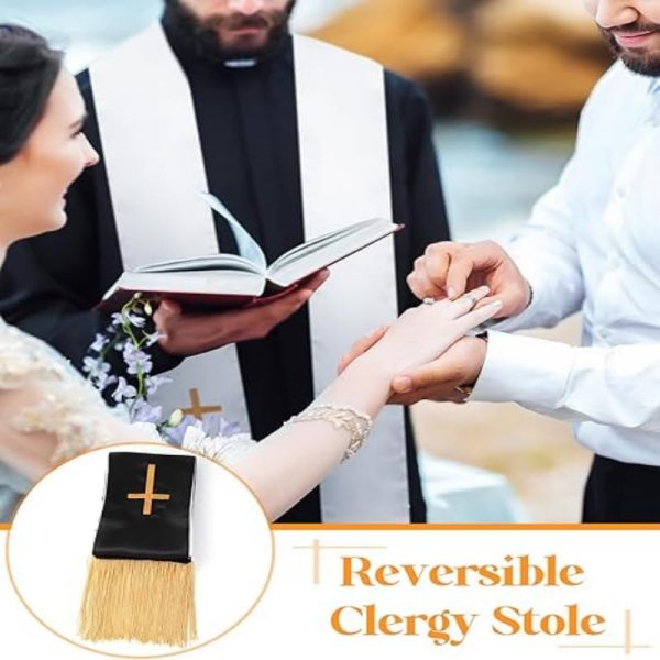 Christianartworkshop Traditional Multi-Color Clergy Stole with V-Neck & Straight Neck