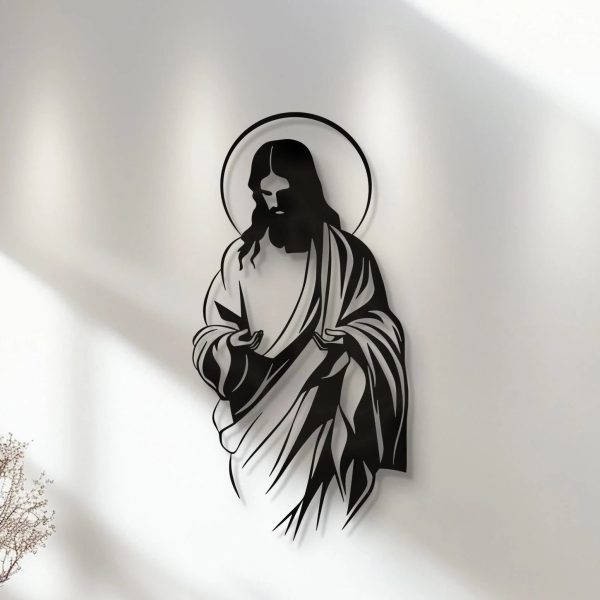 Christianartworkshop Jesus with Halo Silhouette Metal Wall Decor for Faithful Home