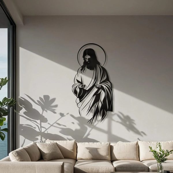 Christianartworkshop Jesus with Halo Silhouette Metal Wall Decor for Faithful Home