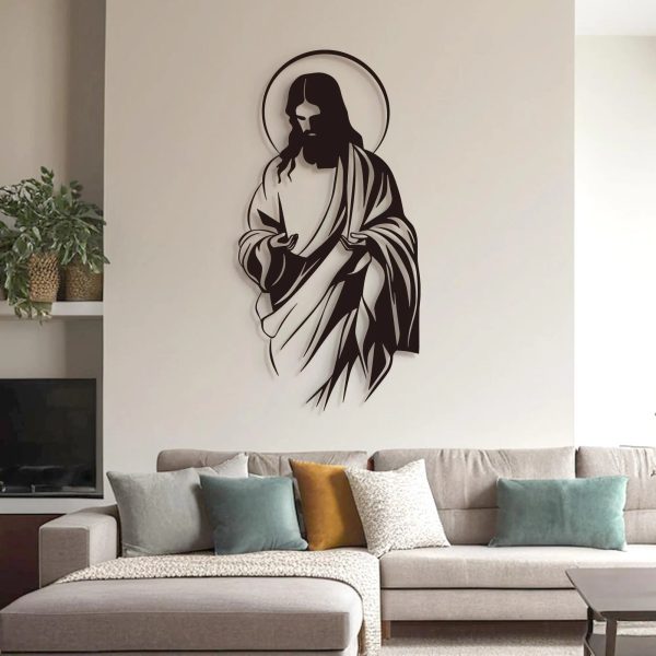 Christianartworkshop Jesus with Halo Silhouette Metal Wall Decor for Faithful Home
