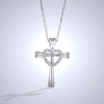 925 Silver Cross & Heart Zircon Necklace: Faith Meets Love in Sparkle