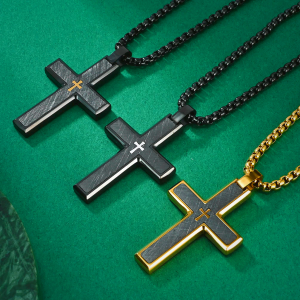 Multi - Style Two - Tone Cross Necklace: Blend of Faith and Chic Hues
