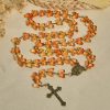 Amber Butterfly Beads with Crucifix & Holy Family Animal Rosary