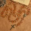 Amber Butterfly Beads with Crucifix & Holy Family Animal Rosary