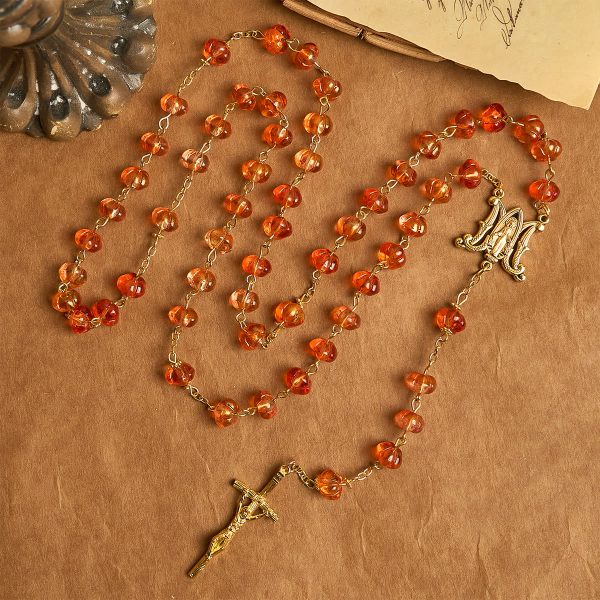 Thanksgiving Gift: Sacred Pumpkin Beads Rosary | Honoring God’s Grace in the Form of a Pumpkin