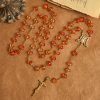 PRAYERFUL FAITH: Sacred Pumpkin Beads Rosary with Miraculous Medal and Cross