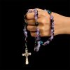 Purple Beads with Skull Details & Silver Crucifix Gothic Rosary