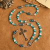 Christianartworkshop Glittering Cat's Eye Stone & Blue Star Glass Rosary with Sacred Heart