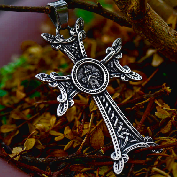 Orthodox Armenian Cross Pendant with Celtic Knot Stainless Steel Necklace
