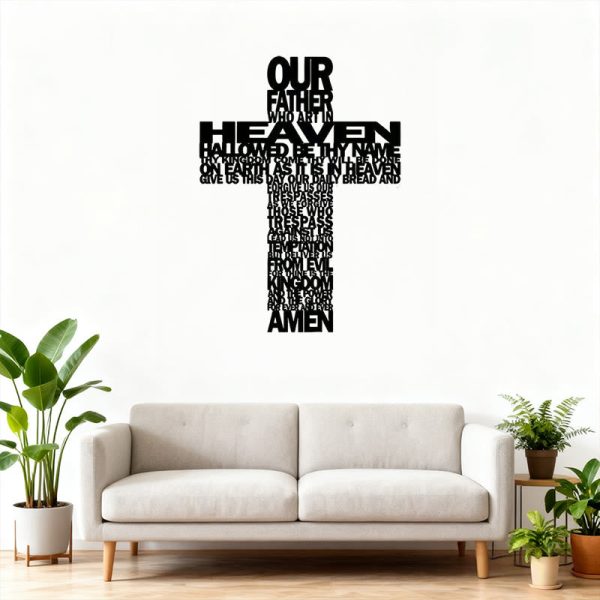 Christianartworkshop Textured Lord's Prayer Cross Metal Wall Decor with Biblical Phrases