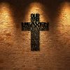 Christianartworkshop Textured Lord's Prayer Cross Metal Wall Decor with Biblical Phrases