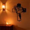 Christianartworkshop Black Metal Jesus with Crown of Thorns Cross Metal Wall Decor