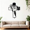 Christianartworkshop Black Metal Jesus with Crown of Thorns Cross Metal Wall Decor