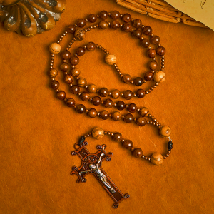 Artisan Wooden Rosary: Earth - Toned Beads & Jesus Crucifix