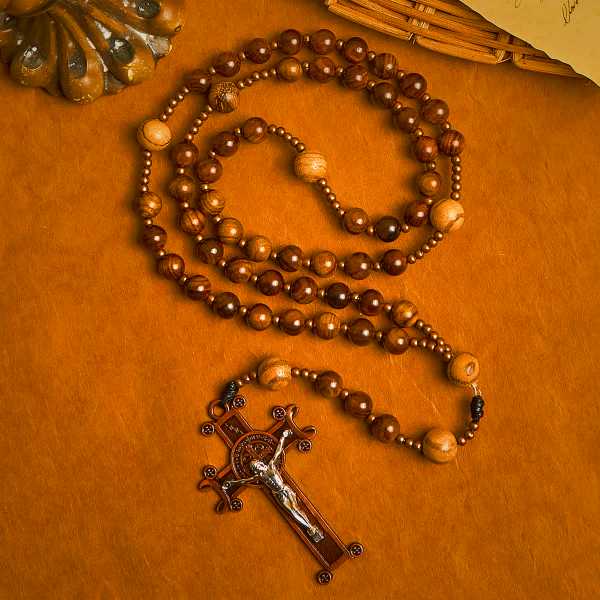 Artisan Wooden Rosary: Earth - Toned Beads & Jesus Crucifix