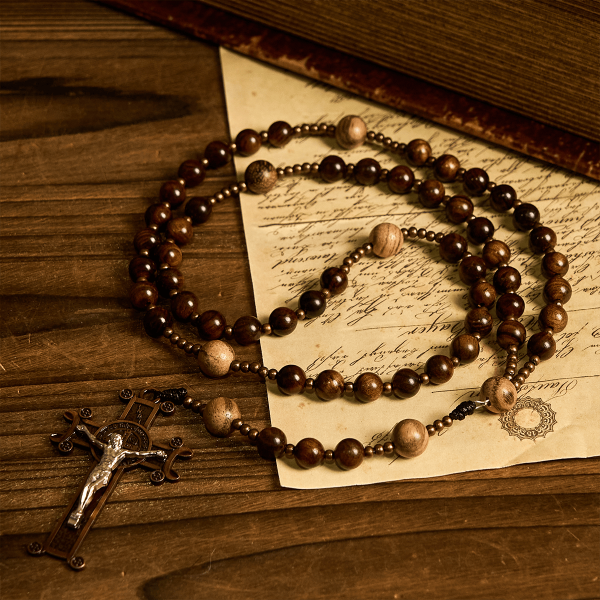 Christianartworkshop Artisan Wooden Rosary: Earth - Toned Beads & Jesus Crucifix