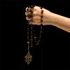 Vintage Obsidian Tiger Eye Beads Rosary with Pardon Crucifix & St. Benedict
