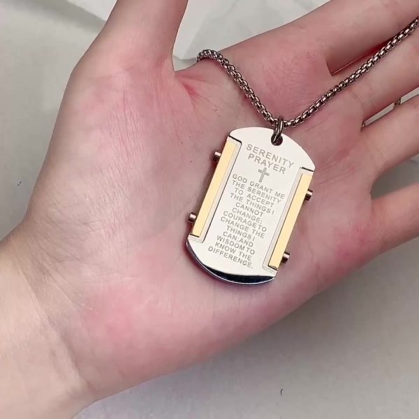 Christianartworkshop Stainless Steel Tri - Color Serenity Prayer Cross Necklace: Timeless Devotion