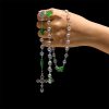 Festive Faith Rosary: Iridescent Translucent Beads & Christmas Tree Accents