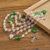 Festive Faith Rosary: Iridescent Translucent Beads & Christmas Tree Accents