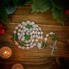 Festive Faith Rosary: Iridescent Translucent Beads & Christmas Tree Accents