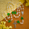 Festive Faith Rosary: Iridescent Translucent Beads & Christmas Tree Accents