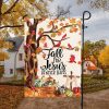 Christianartworkshop Fall for Jesus Autumn Garden Flag with Red Cardinals & Pumpkins