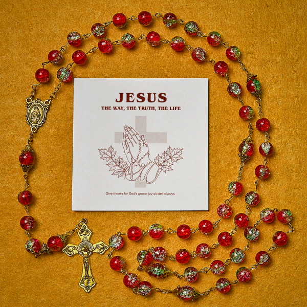 Thanksgiving Gift: Red Bead Rosary | With red beads of fervor, we honor God's grace