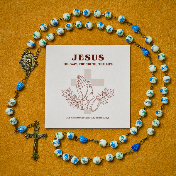 Thanksgiving Gift: Immaculate Heart of Mary Rosary + Thanksgiving Card | Expressing Gratitude Through Faith