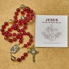 Thanksgiving Gift: Our Lady of Fatima Rosary with Wine Red and Shining Rainbow Beads of Grace