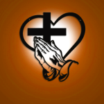 Modern Spiritual Praying Hands Heart Cross Black Metal Wall Decor