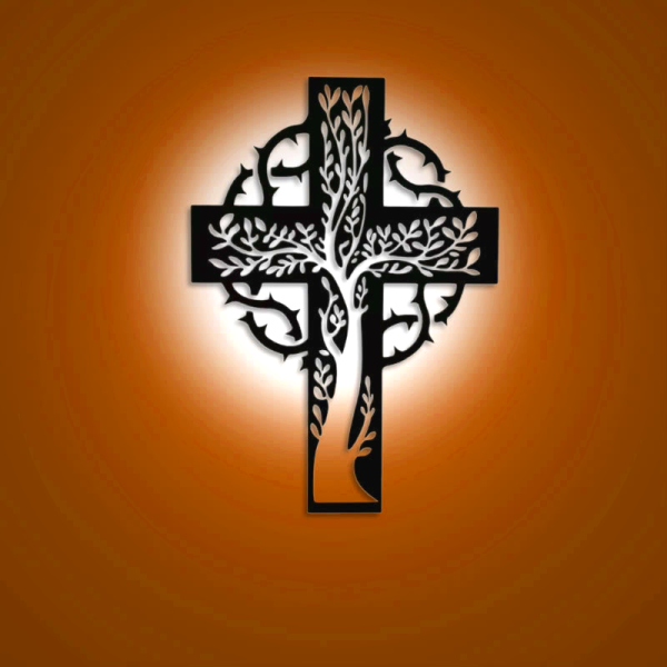 Christian Artworkshop Rustic Tree of Life Cross Black Metal Wall Decor