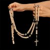Christianartworkshop Traditional Ivory Bead Fifteen Decade Prayer Rosary with Miraculous Medal