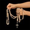 Christianartworkshop Traditional Ivory Bead Fifteen Decade Prayer Rosary with Miraculous Medal