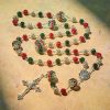 Christianartworkshop Crystal-Covered Tricolor Beads & Miraculous Medal Glam Sparkling Rosary