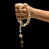 Thanksgiving Gift: 10mm Luminous Heart and White Rose Rosary: Mary's Gentle Protection