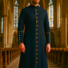 Classic Multicolor Clergy Robe with Contrast Trim & Medieval Elegance