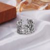925 Sterling Gothic Lattice Cross Crown Ring with Church Motifs