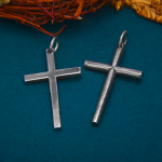 Bold Minimal Sterling Silver Cross Necklace in Square and Round Bar