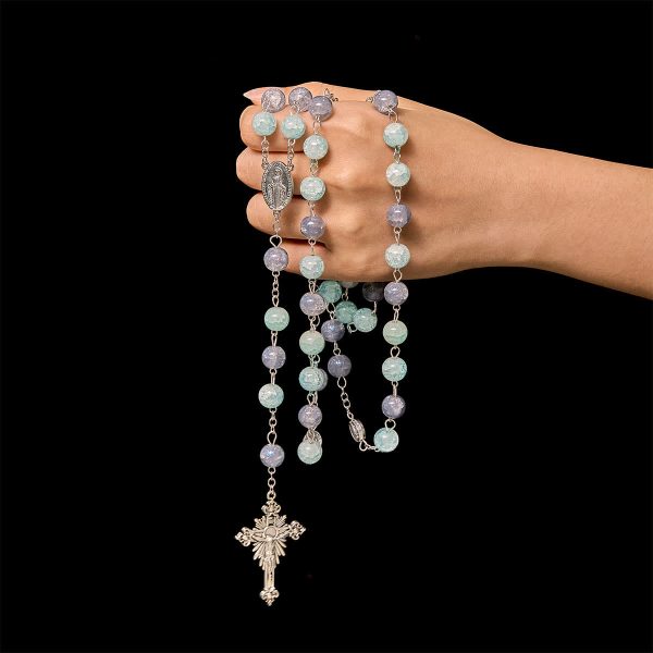 Christianartworkshop Handmade Original Grey Blue Rosary with Miraculous Medal: A Unique Expression of Faith