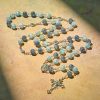 Christianartworkshop Handmade Original Grey Blue Rosary with Miraculous Medal: A Unique Expression of Faith