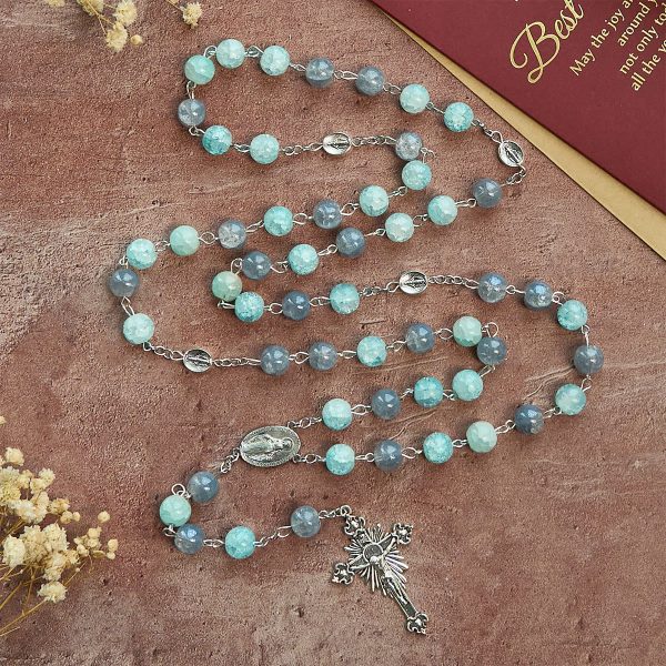Christianartworkshop Handmade Original Grey Blue Rosary with Miraculous Medal: A Unique Expression of Faith