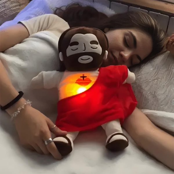 Christianartworkshop 2-Colored Jesus Plush Sleep Soother Doll: Glow, Breathing & Soothing Music