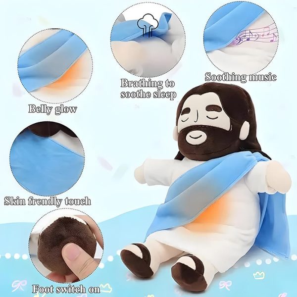 Christianartworkshop 2-Colored Jesus Plush Sleep Soother Doll: Glow, Breathing & Soothing Music