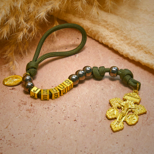 Hematite-Style Beads Compact Prayer Pocket Rosary with Crucifix & Personalized JESUS Letter