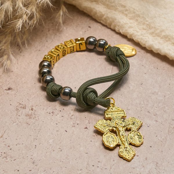 Hematite-Style Beads Compact Prayer Pocket Rosary with Crucifix & Personalized JESUS Letter