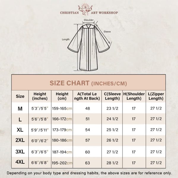 Christianartworkshop Medieval Style Clergy Robe in Assorted Colors & Cross Detailing